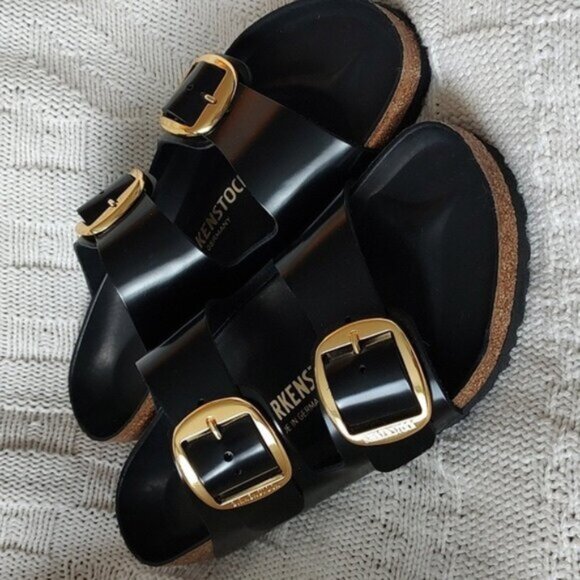 Birkenstock Arizona Big Buckle Natural Leather Patent - High Shine Black - Picture 4 of 6